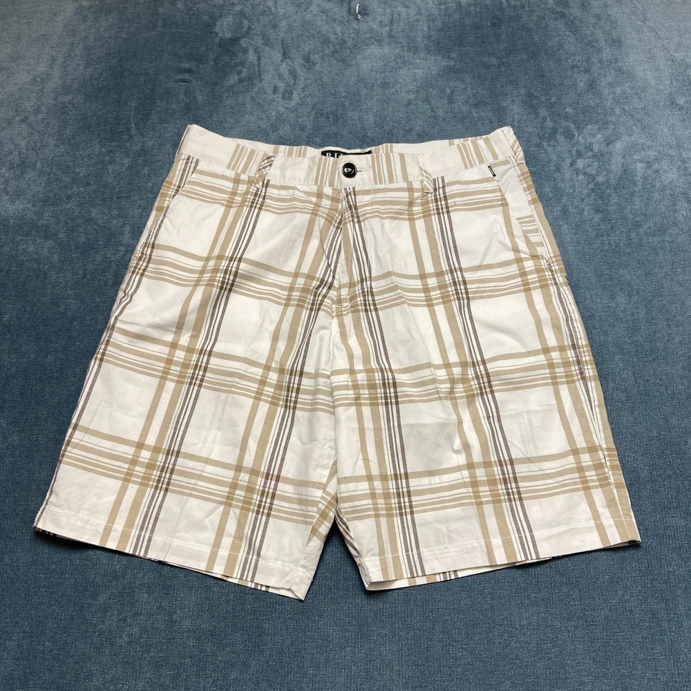 Billabong Chino Shorts Men 36 White Beige Striped Flat Front Slash Pockets Beach